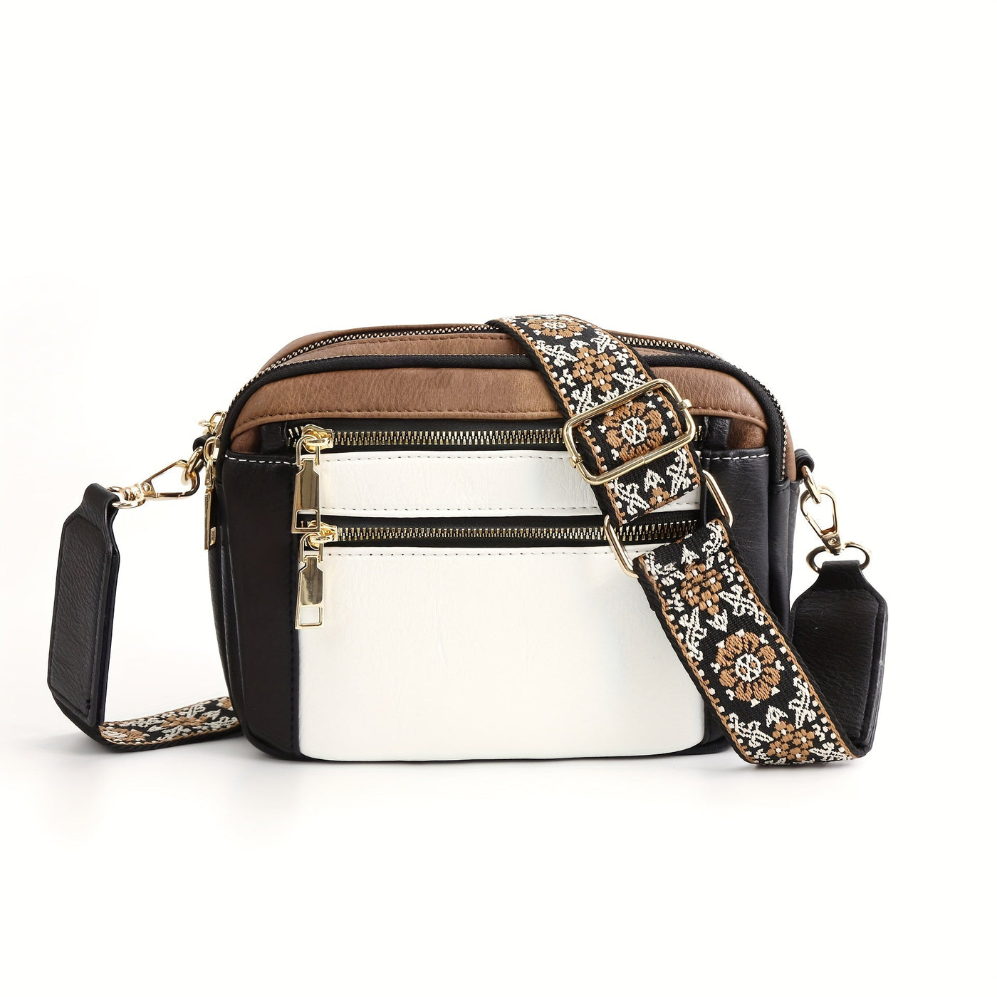 Crossbody-Tasche aus veganem PU Leder im Boho-Stil für Frauen