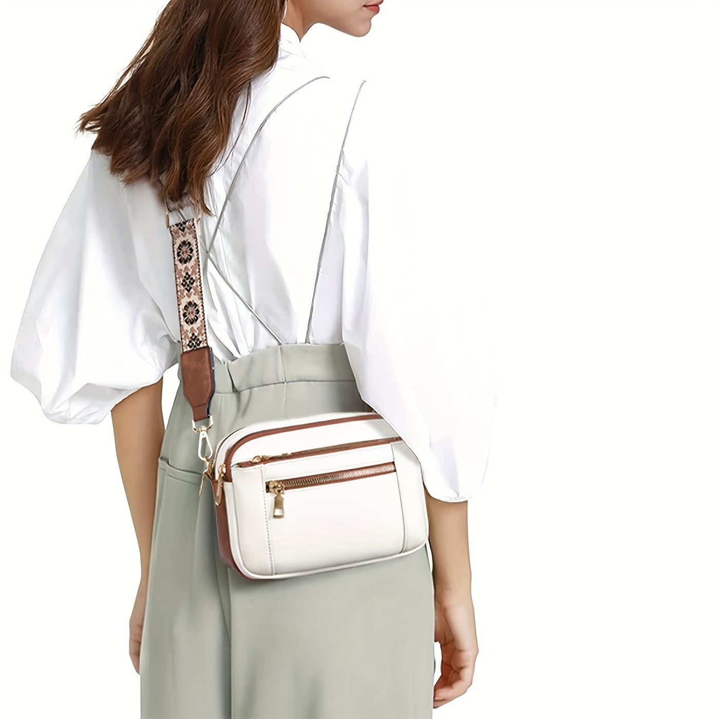 Crossbody-Tasche aus veganem PU Leder im Boho-Stil für Frauen