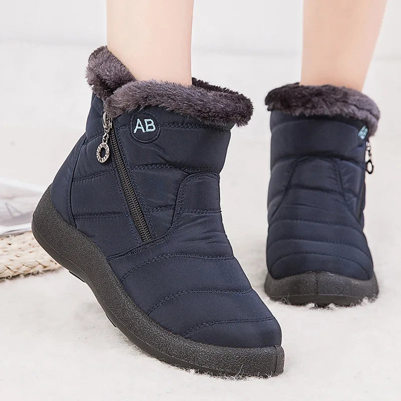 Schwarze Damen-Stiefeletten | Fleece-Futter, bequem und lässig
