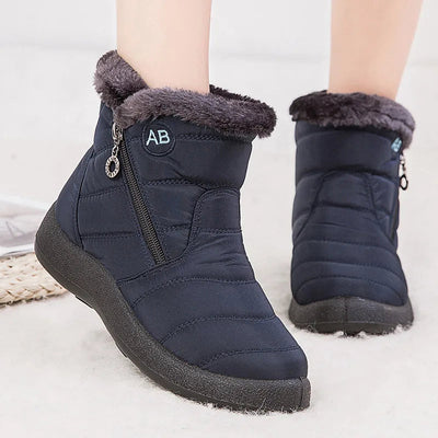 Schwarze Damen-Stiefeletten | Fleece-Futter, bequem und lässig