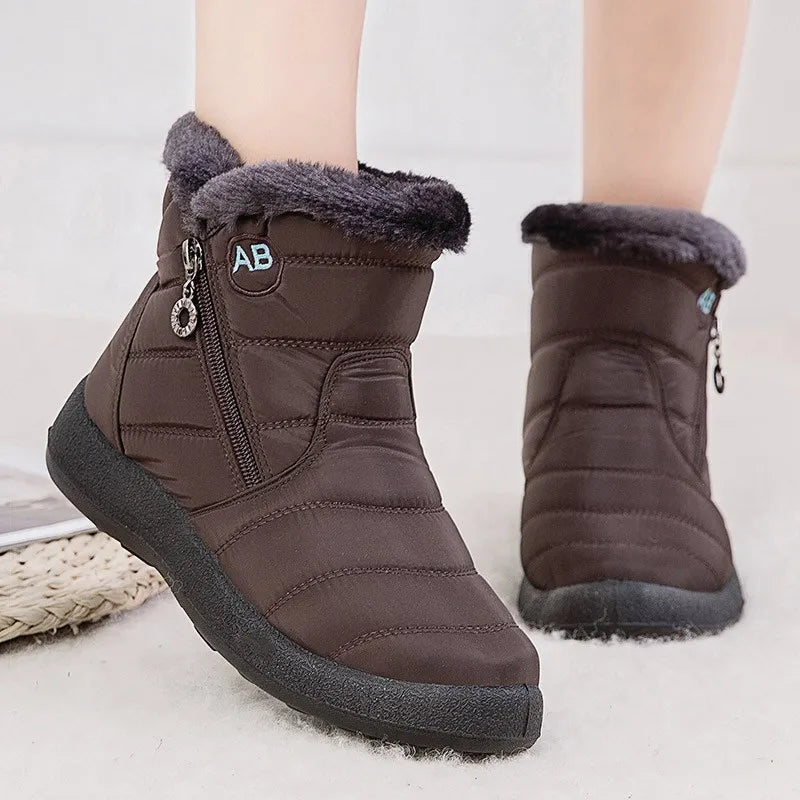 Schwarze Damen-Stiefeletten | Fleece-Futter, bequem und lässig