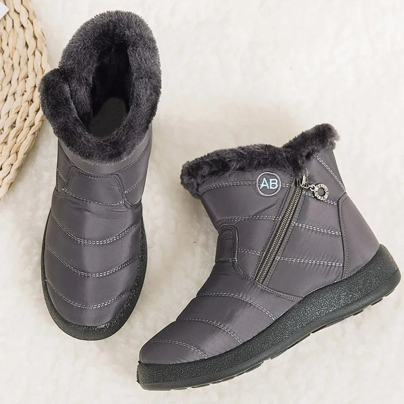 Schwarze Damen-Stiefeletten | Fleece-Futter, bequem und lässig