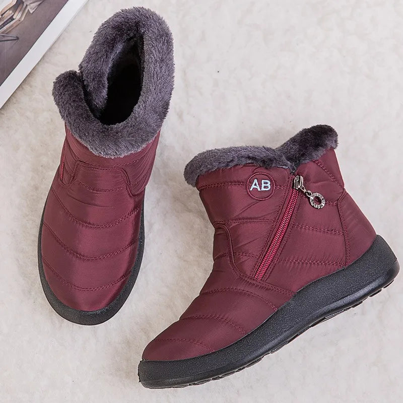 Schwarze Damen-Stiefeletten | Fleece-Futter, bequem und lässig