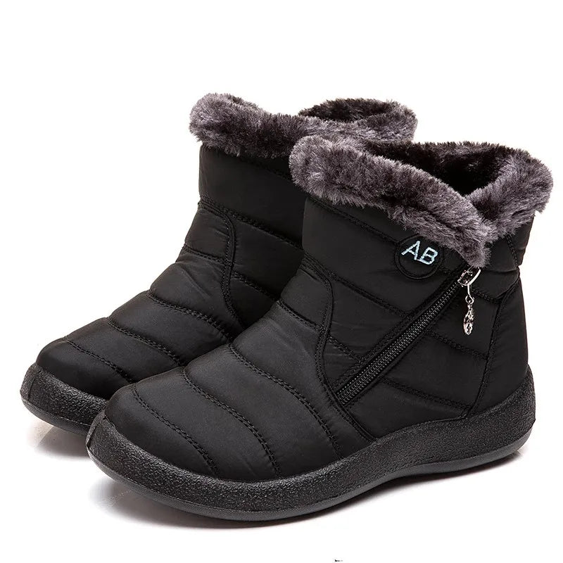 Schwarze Damen-Stiefeletten | Fleece-Futter, bequem und lässig