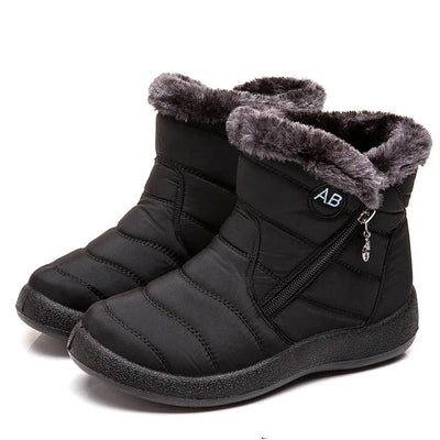 Schwarze Damen-Stiefeletten | Fleece-Futter, bequem und lässig