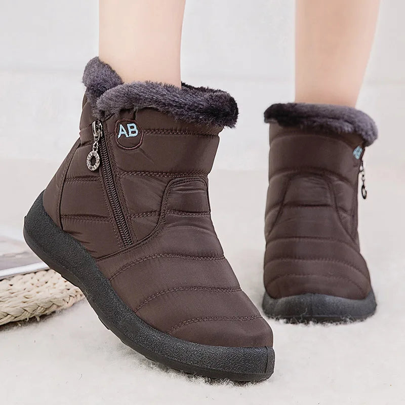 Schwarze Damen-Stiefeletten | Fleece-Futter, bequem und lässig