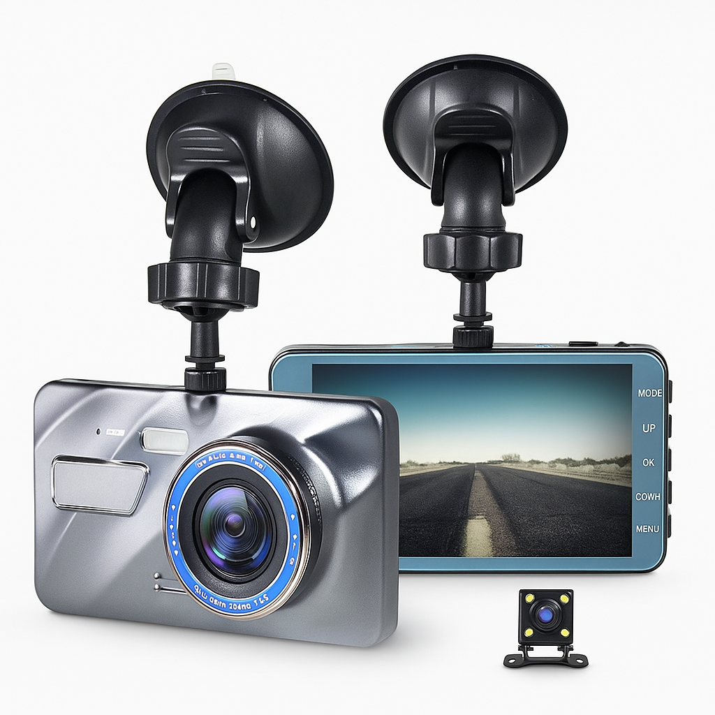 Wireless front and rear dashcam with night vision - 1080P dashboard camera for cars