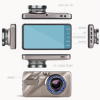 Wireless front and rear dashcam with night vision - 1080P dashboard camera for cars