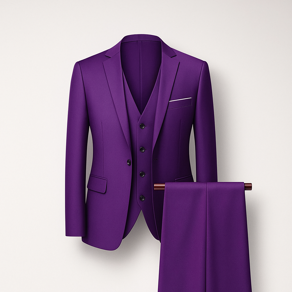 Purple Three-piece men's suit - blazer, vest and trousers