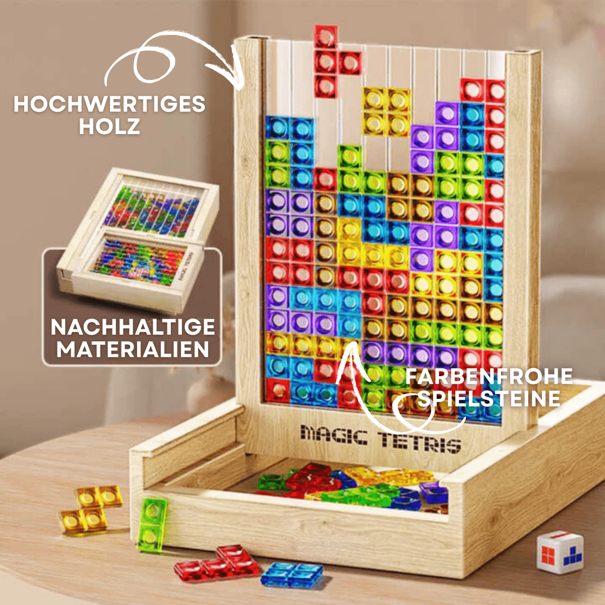 WOODTRIX - Tablero de Tetris de madera ecológico para niños y adultos