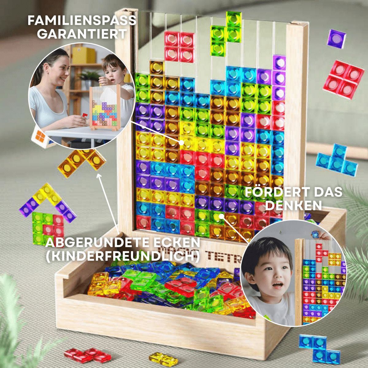 WOODTRIX - Tablero de Tetris de madera ecológico para niños y adultos