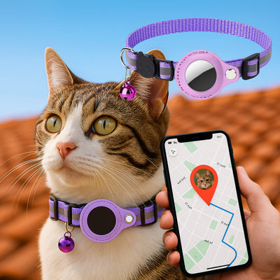 GPS-Tracker-Halsband für Katzen | Schnellverschluss, reflektierendes Design und langlebig für sichere Outdoor-Abenteuer