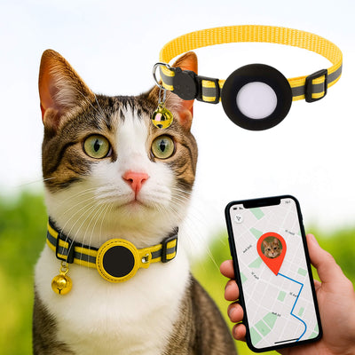 GPS-Tracker-Halsband für Katzen | Schnellverschluss, reflektierendes Design und langlebig für sichere Outdoor-Abenteuer