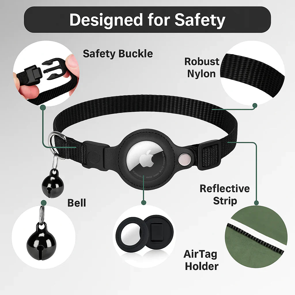 GPS-Tracker-Halsband für Katzen | Schnellverschluss, reflektierendes Design und langlebig für sichere Outdoor-Abenteuer