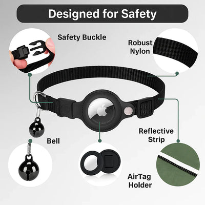 GPS-Tracker-Halsband für Katzen | Schnellverschluss, reflektierendes Design und langlebig für sichere Outdoor-Abenteuer