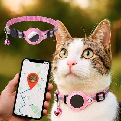 GPS-Tracker-Halsband für Katzen | Schnellverschluss, reflektierendes Design und langlebig für sichere Outdoor-Abenteuer