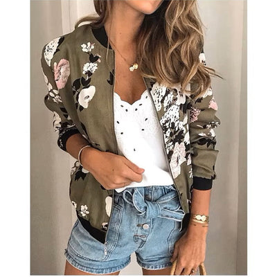 Bomberjacke mit floralem Motiv