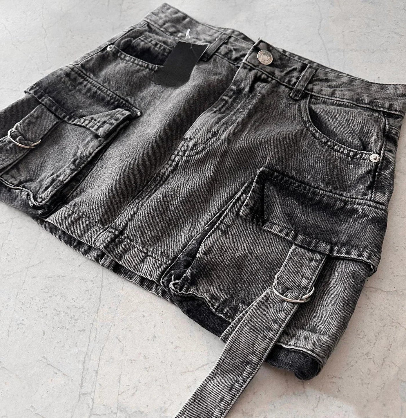 Dalina - Unifarbener Denim-Rock in A-Linie