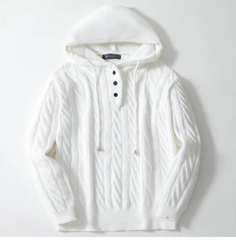 Herren-Hoodie | Zopfmuster, lockere Passform, warme Strickmischung