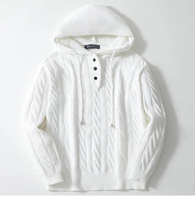 Herren-Hoodie | Zopfmuster, lockere Passform, warme Strickmischung
