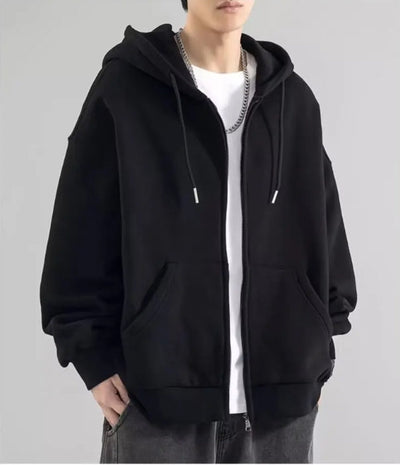 Herren-Hoodie | Baumwolle, lockere Passform mit Reißverschluss