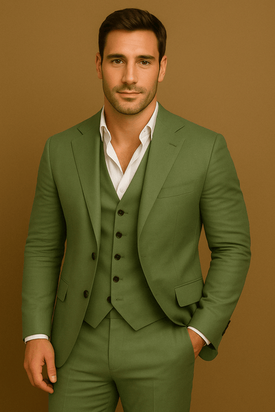 Herrenanzug aus natürliche Textur dreiteilig Blazer Weste Hose für Hochzeit