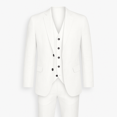 Herrkostym i naturstruktur: kavaj, väst och byxor