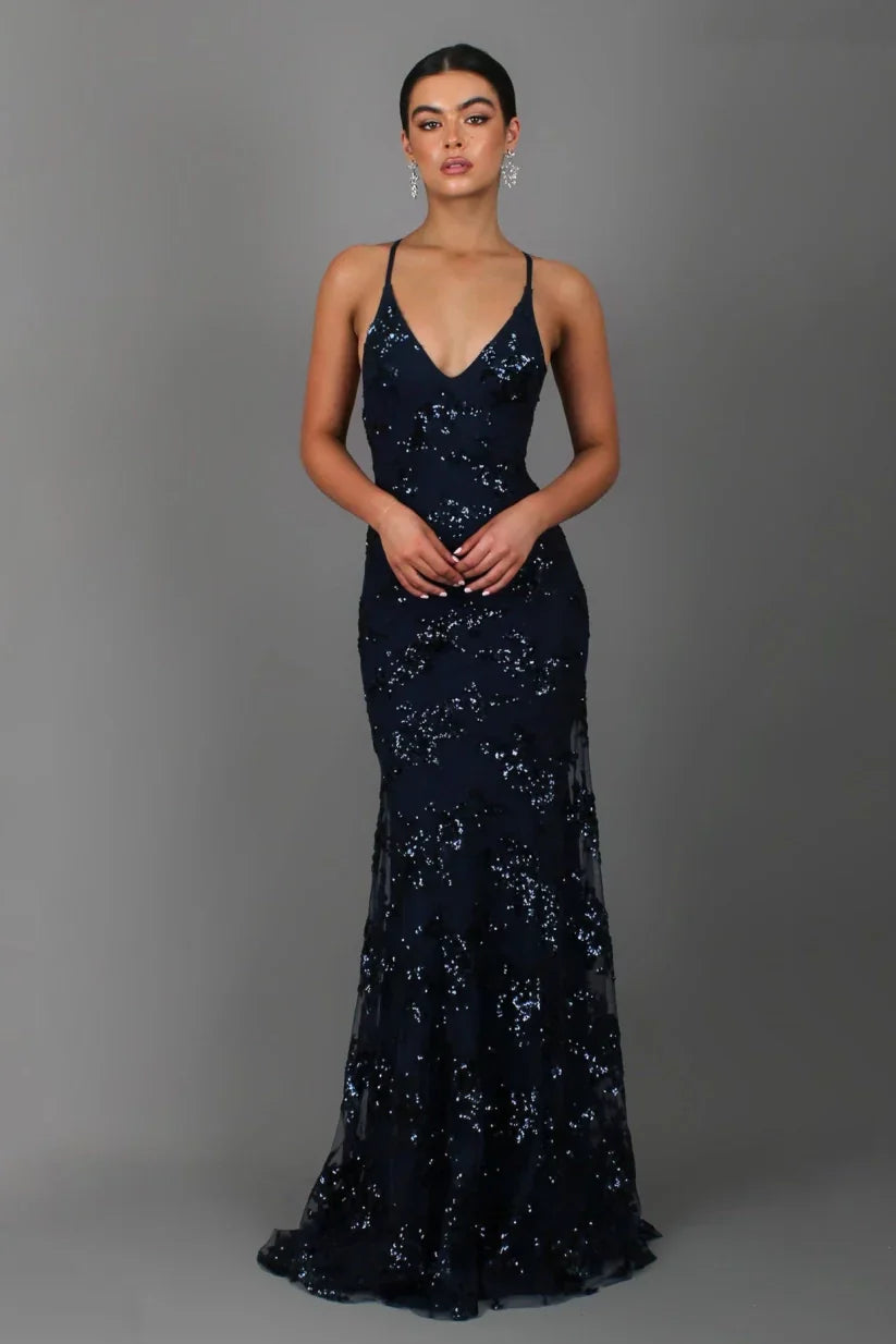 Abendkleid mit Paillettenapplikationen | Eleganz & Glamour | Eng anliegende Passform