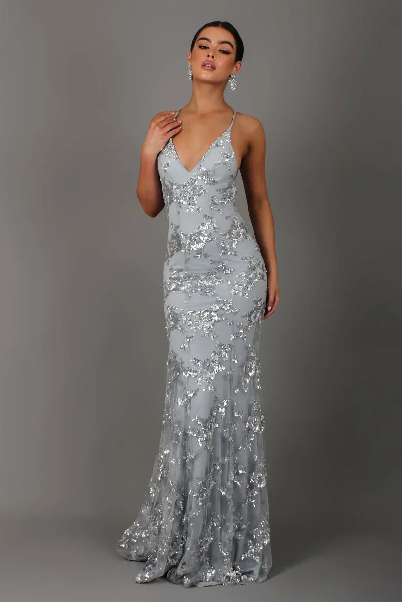 Abendkleid mit Paillettenapplikationen | Eleganz & Glamour | Eng anliegende Passform
