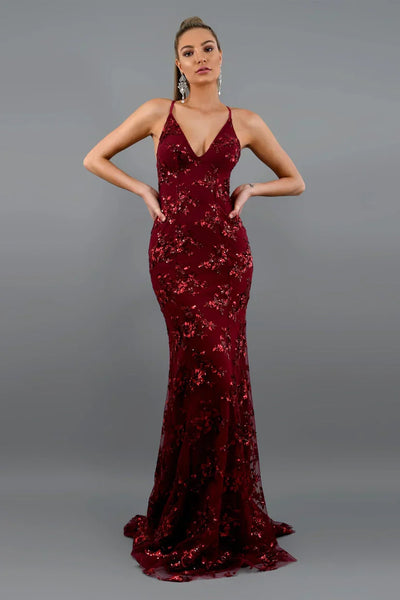 Abendkleid mit Paillettenapplikationen | Eleganz & Glamour | Eng anliegende Passform