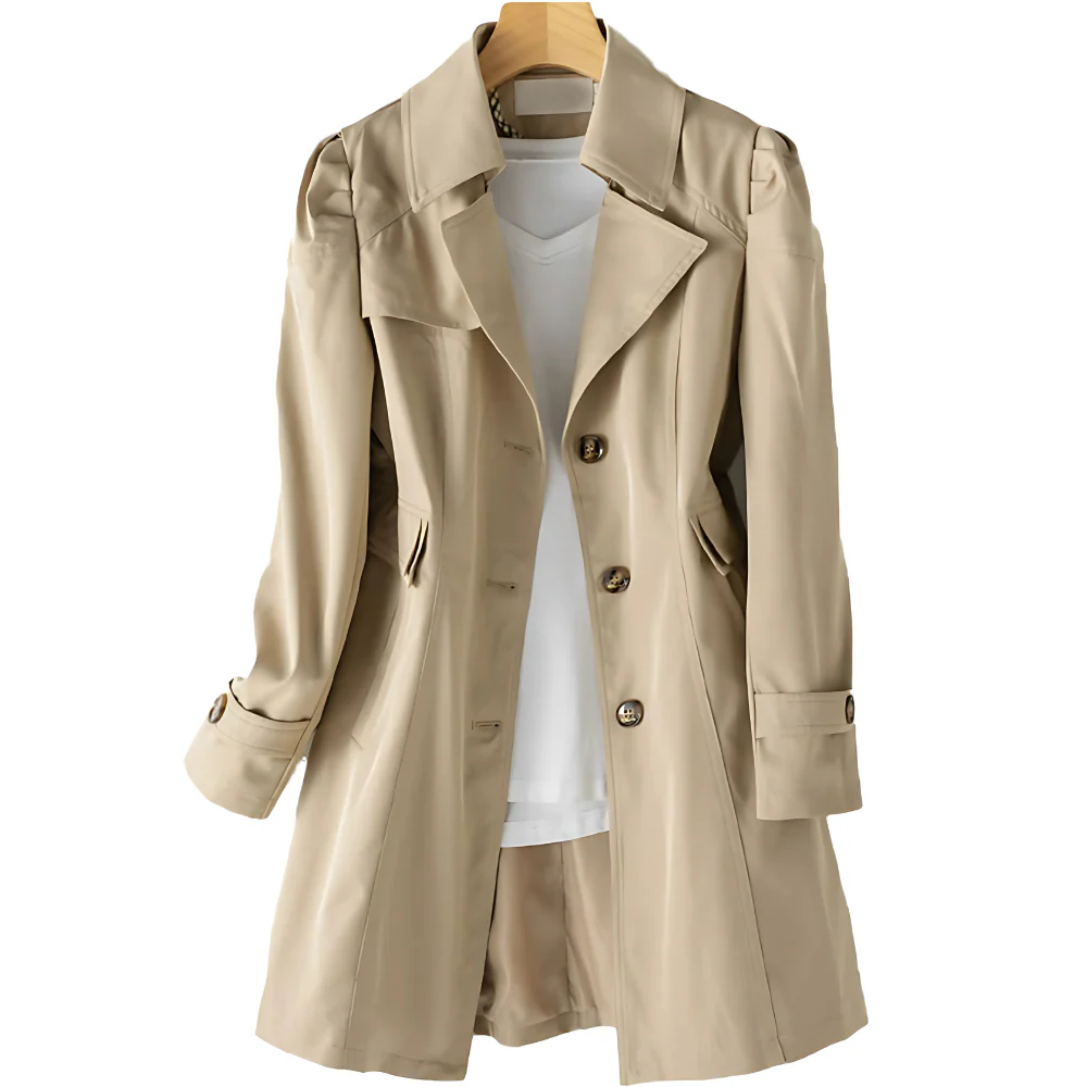 Damen Trenchcoat mit Knöpfen - Mid-Season-Mantel mit Kragen