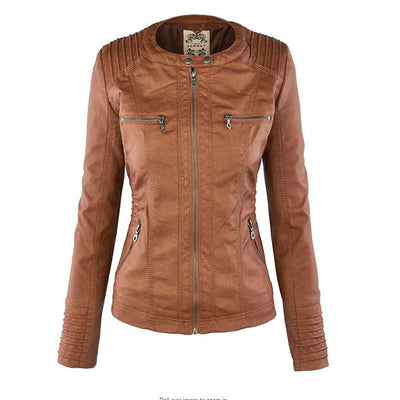 PU Lederjacke mit Kapuze für Frauen