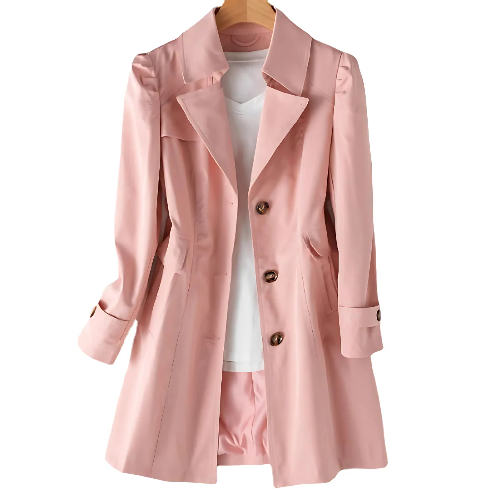 Damen Trenchcoat mit Knöpfen - Mid-Season-Mantel mit Kragen