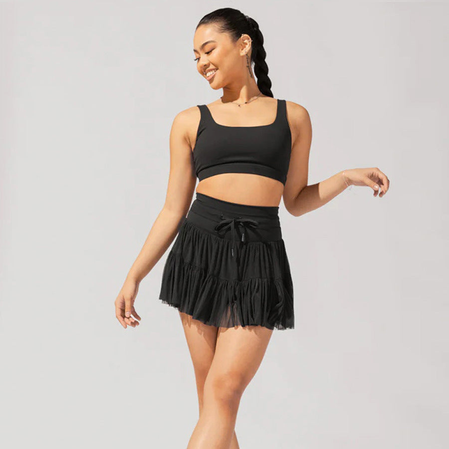 Damen-Minirock mit hoher Taille, Bundfalten und integrierten Shorts