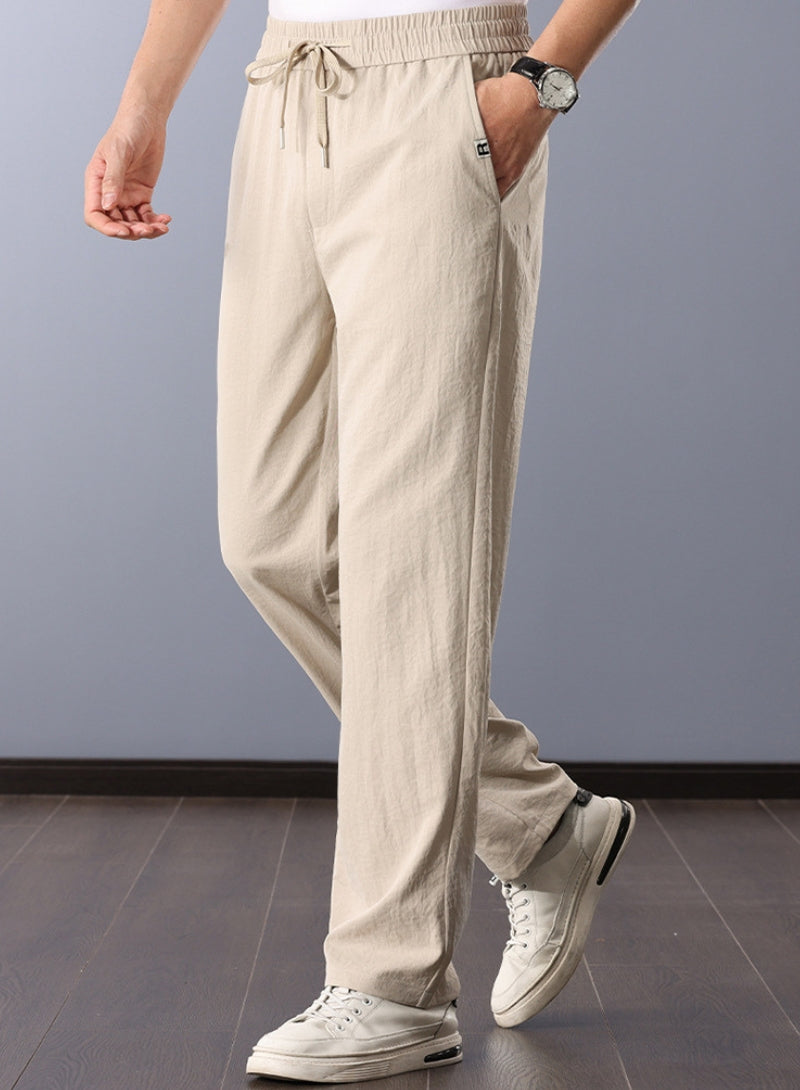 Klassische natürliche Texturhose Herren gerade geschnitten zeitloser Sommerstil