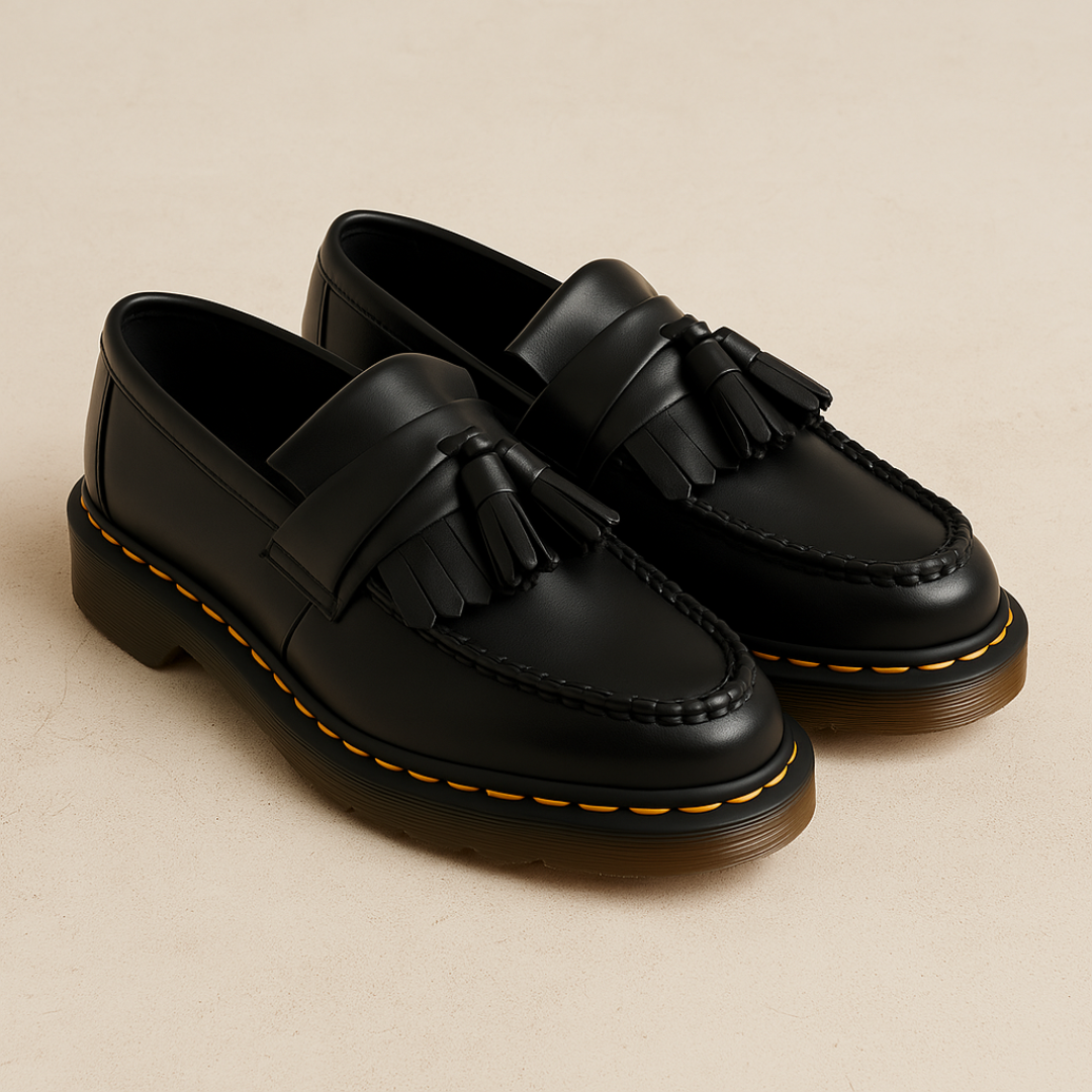 Herrloafers i läder med tofsdetalj - bekväma slip-on-skor för vardag och kväll