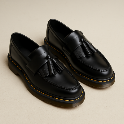 Herrloafers i läder med tofsdetalj - bekväma slip-on-skor för vardag och kväll