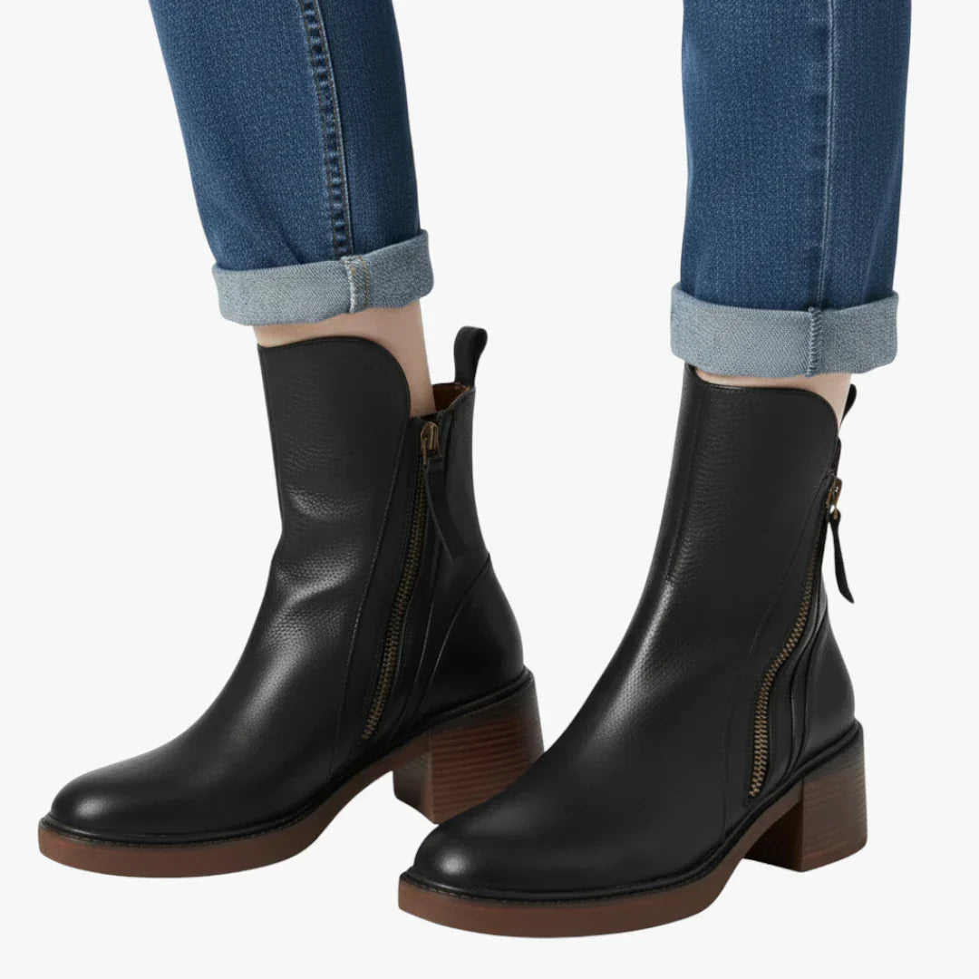 Madelyn | Knöchelhohe Designer-Stiefel für Damen mit Blockabsatz und gepolstertem Komfort