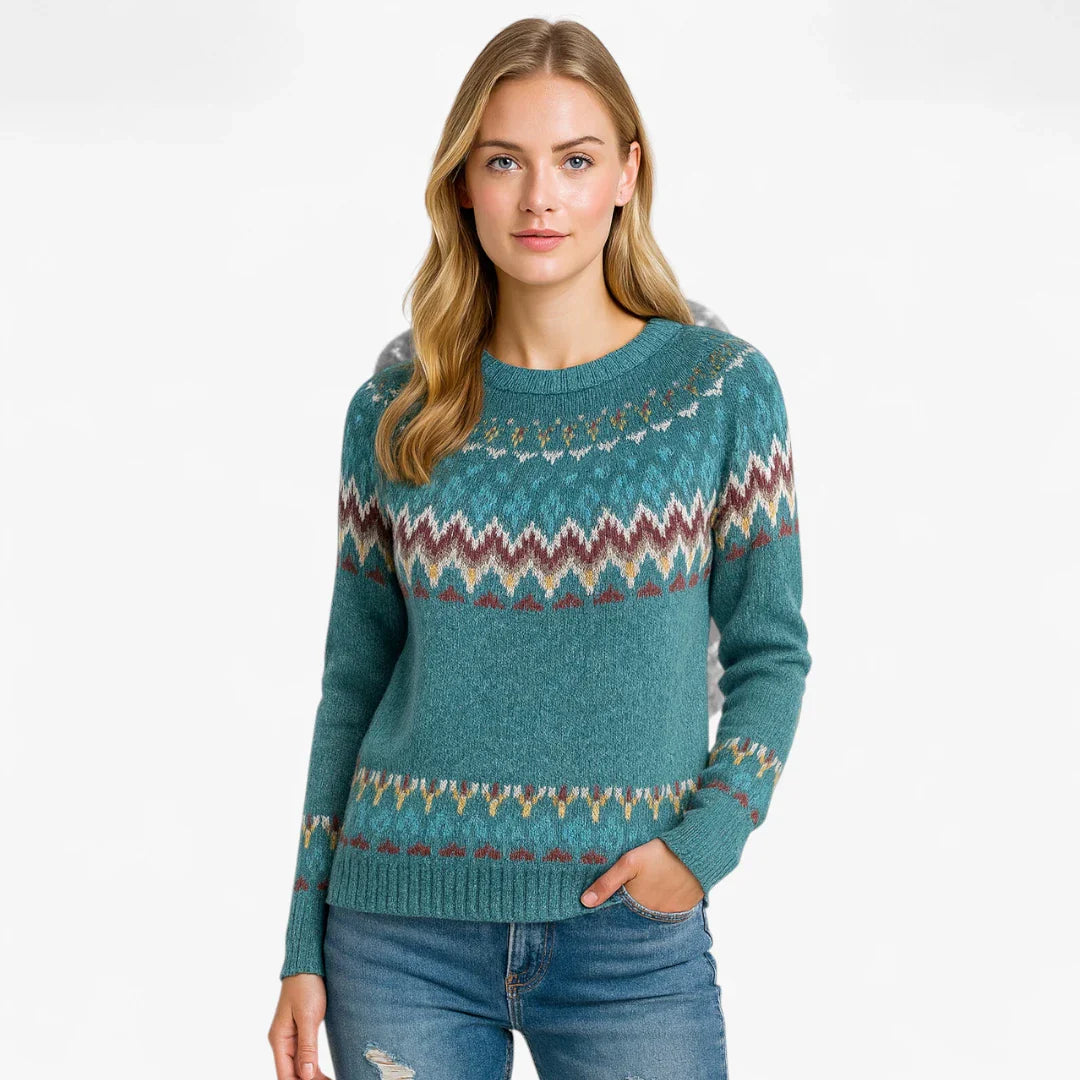 Eliza | Damen Strickpullover im norwegischen Stil aus Wollstrick