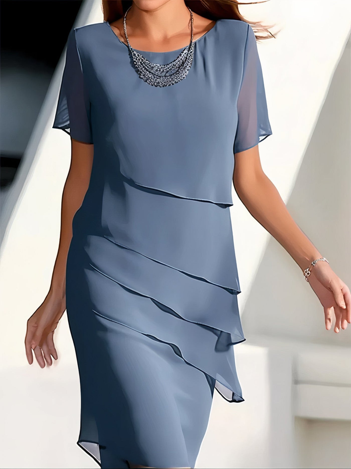 Nadine - plissiertes chiffonkleid