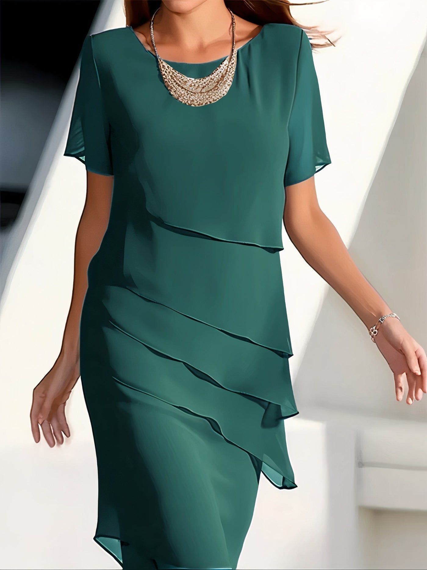 Nadine - plissiertes chiffonkleid