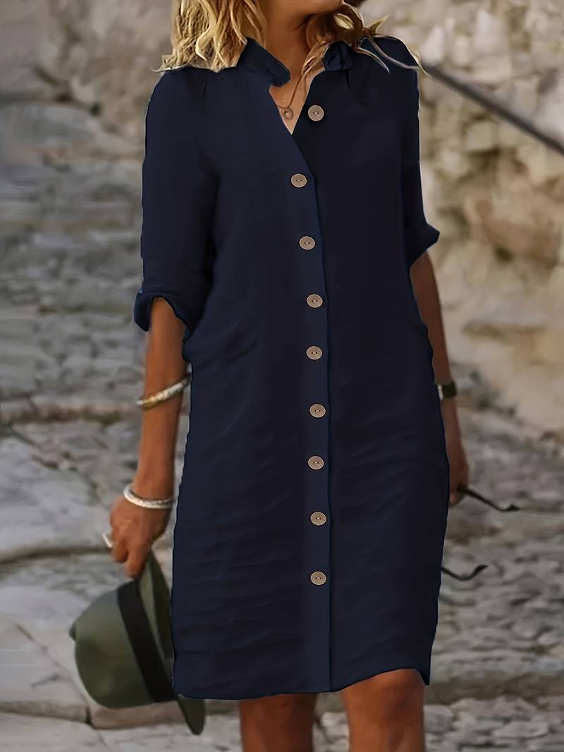 Nora - lässiges schlichtes midikleid für damen