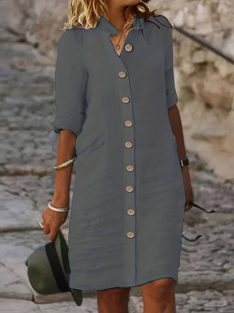 Nora - lässiges schlichtes midikleid für damen