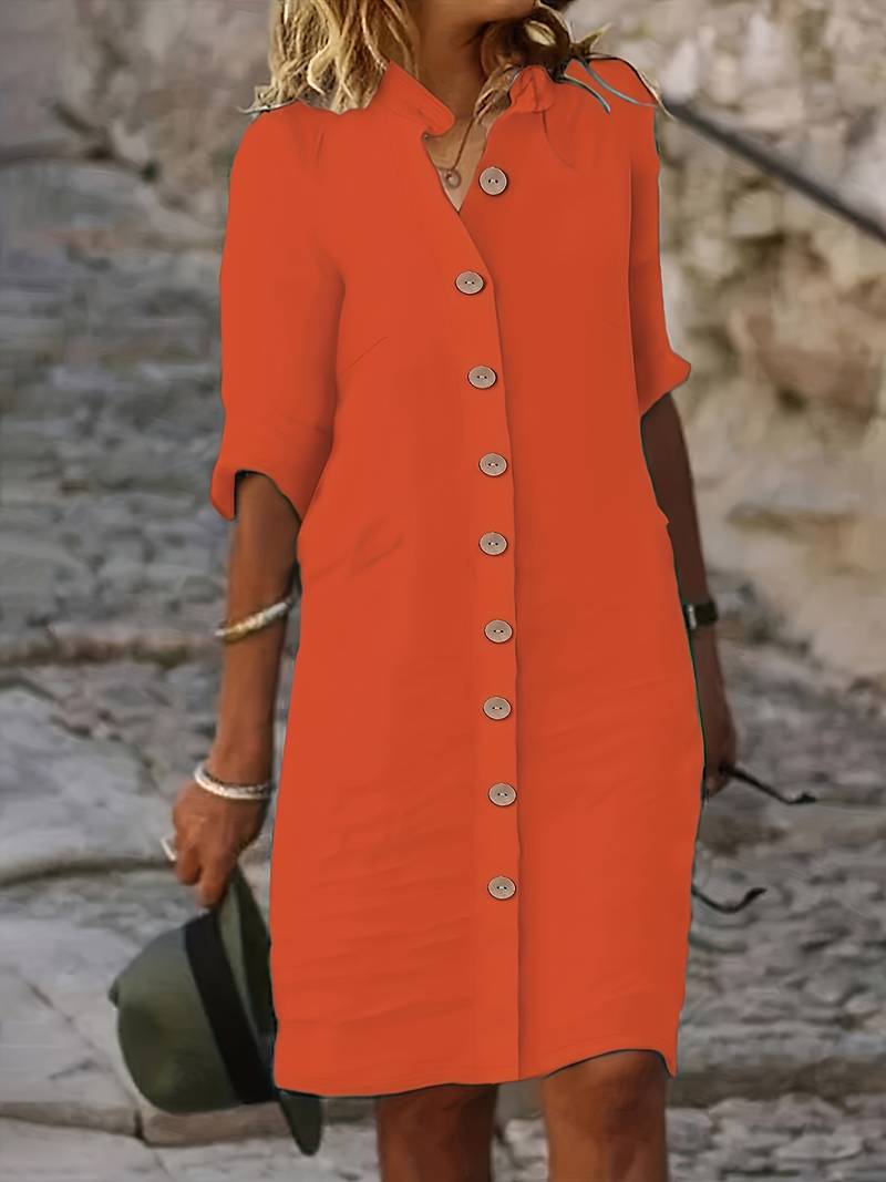 Nora - lässiges schlichtes midikleid für damen