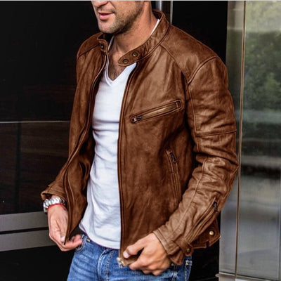 Wetterfeste, vielseitige PU Lederjacke für Männer