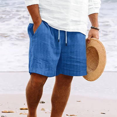Shorts Herren natürliche Textur Baumwollmix mit Taschen Kordelzug