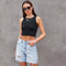 Damen Denim Shorts - Relaxed Fit - Distressed - Bermuda Länge