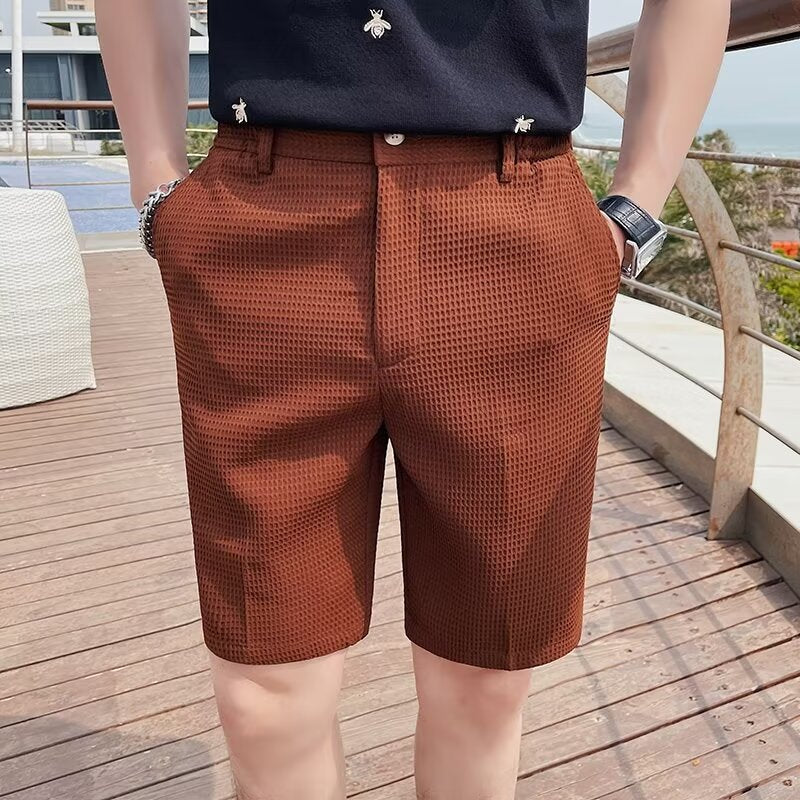 Maßgeschneiderte Shorts für Männer - Slim Fit - Knielang - Knopfleiste - Gürtelschlaufen
