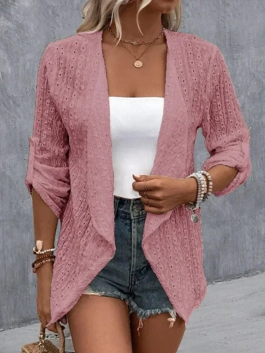 Boho Cardigan Damen Häkelstrick offen geschnitten leichtes Layering