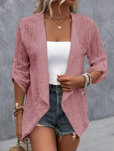 Boho Cardigan Damen Häkelstrick offen geschnitten leichtes Layering